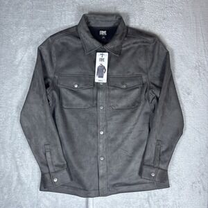 Frye Men's Small Faux Suede Shirt Jacket Shacket SNAP Closure Charcoal NEW